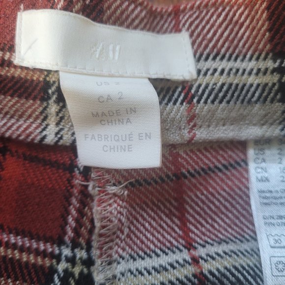 Red Plaid H&M Pants, sz Small - Picture 8 of 9